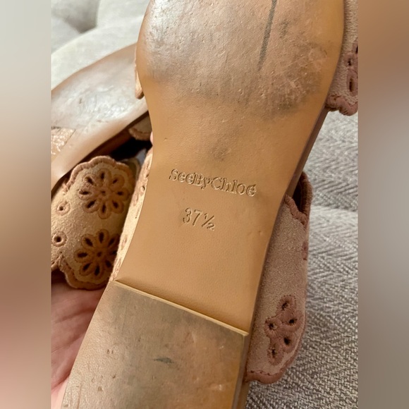 See By Chloe Size 37.5 Valentina Eyelet Double Strap Flats - Picture 5 of 6